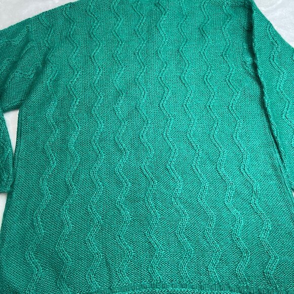 Vintage Esprit Cable Knit Sweater Womens Large Oversized Green Mohair Wool Blend - Picture 9 of 11